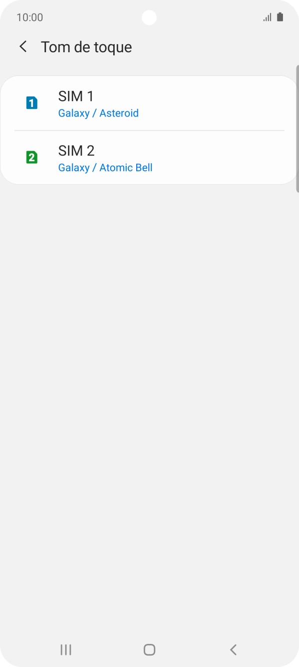 Prima o nome do cartão SIM.