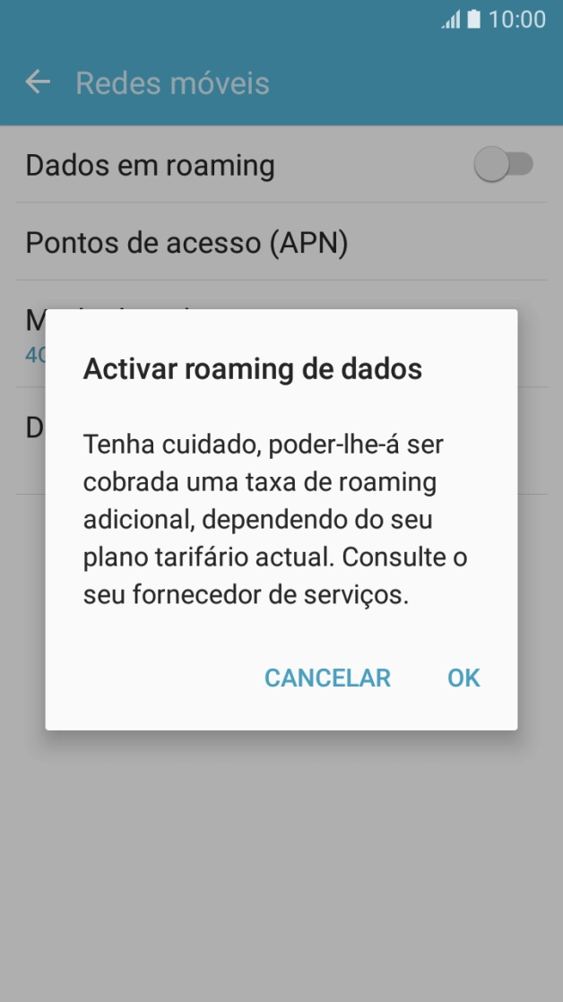 Se ativar a função, prima OK.