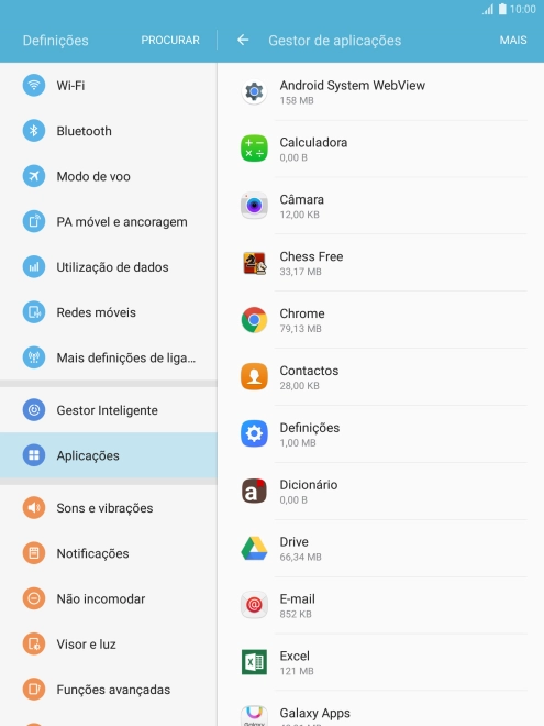 Prima a app pretendida.