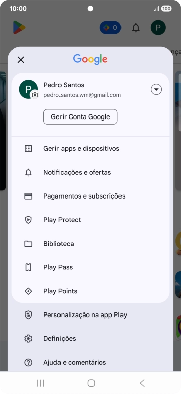 Prima Gerir apps e dispositivos.