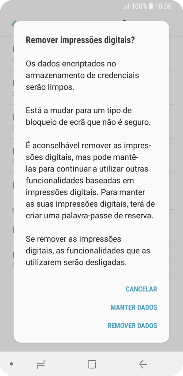 Prima REMOVER DADOS.