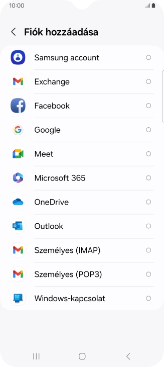 Válaszd a Google lehetőséget.