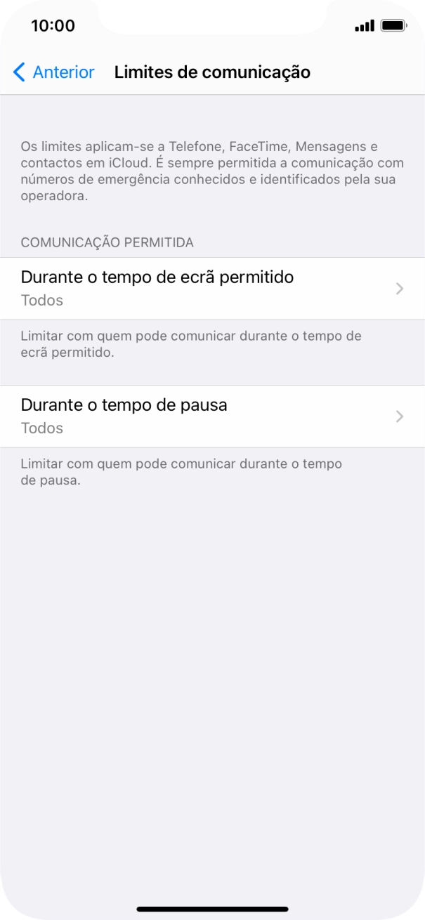 Prima Durante o tempo de ecrã permitido.