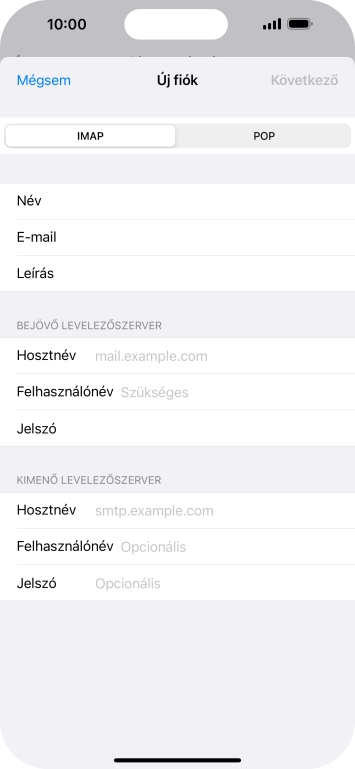 Válaszd az IMAP lehetőséget.