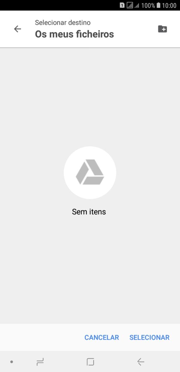 Se quiser criar uma nova pasta, prima o ícone de nova pasta e siga as indicações no ecrã para criar uma nova pasta.
