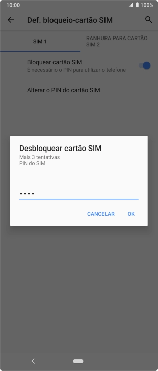 Introduza o seu código PIN e prima OK.