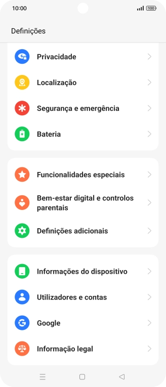 Prima Informações do dispositivo.