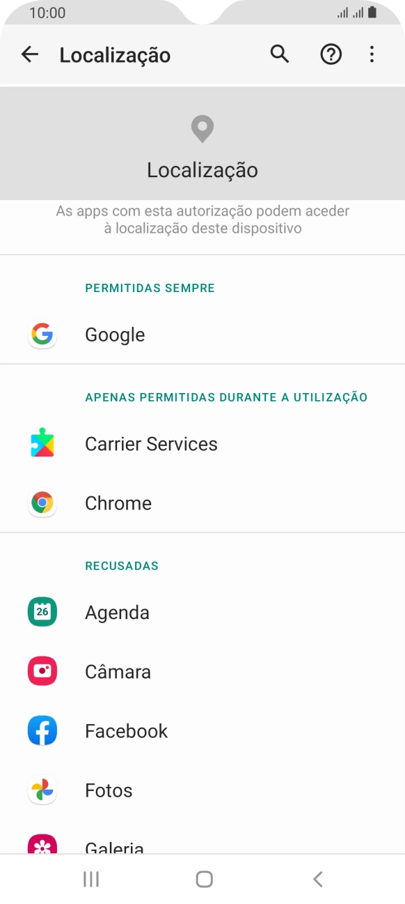 Prima a app pretendida.