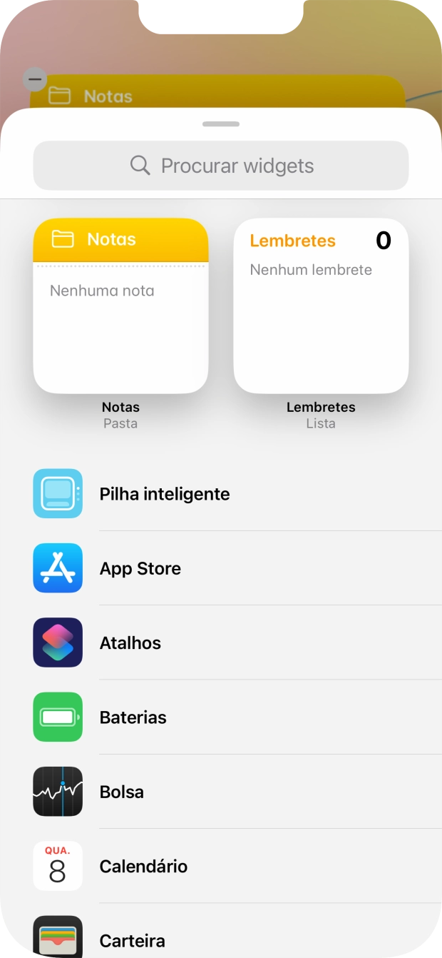 Prima o widget pretendido.