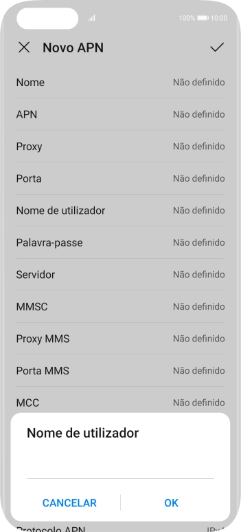 Introduza vodafone e prima OK.