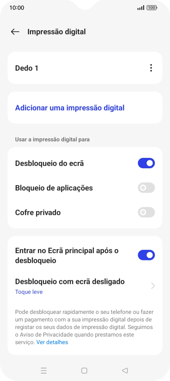 Prima os indicadores junto às definições pretendidas para as ativar ou desativar.