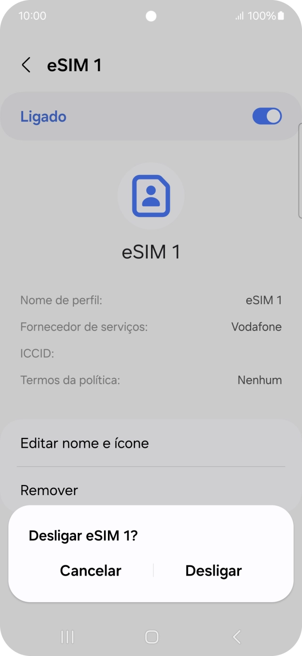 Se desativar a utilização do plano, deve premir Desligar.