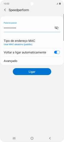 Introduza a password da rede Wi-Fi e prima Ligar.