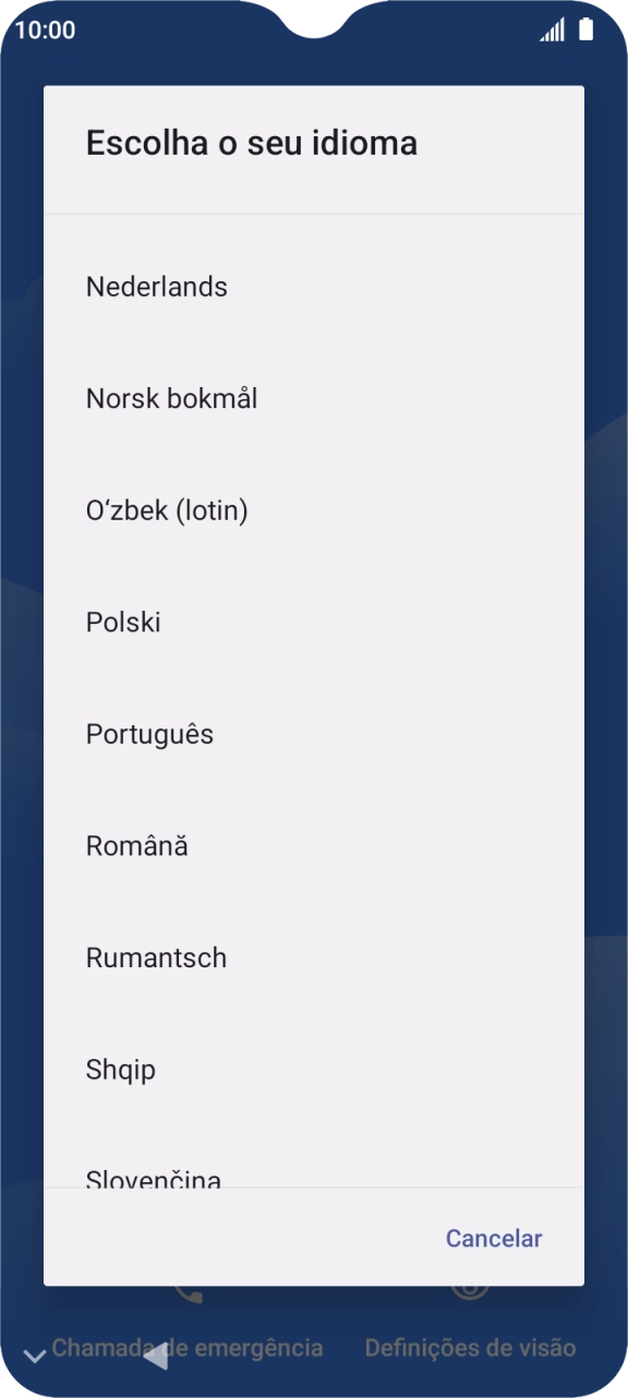 Prima o idioma pretendido.