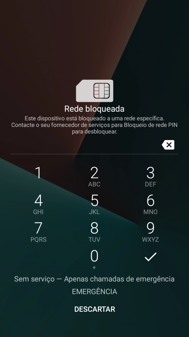 Introduza o código de desbloqueio e prima o ícone para aceitar.