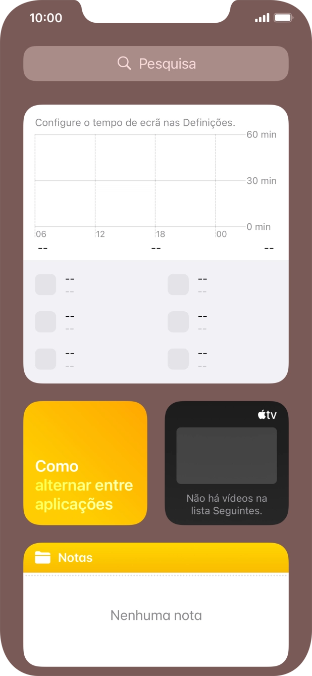 Deslize o dedo para cima no ecrã.
