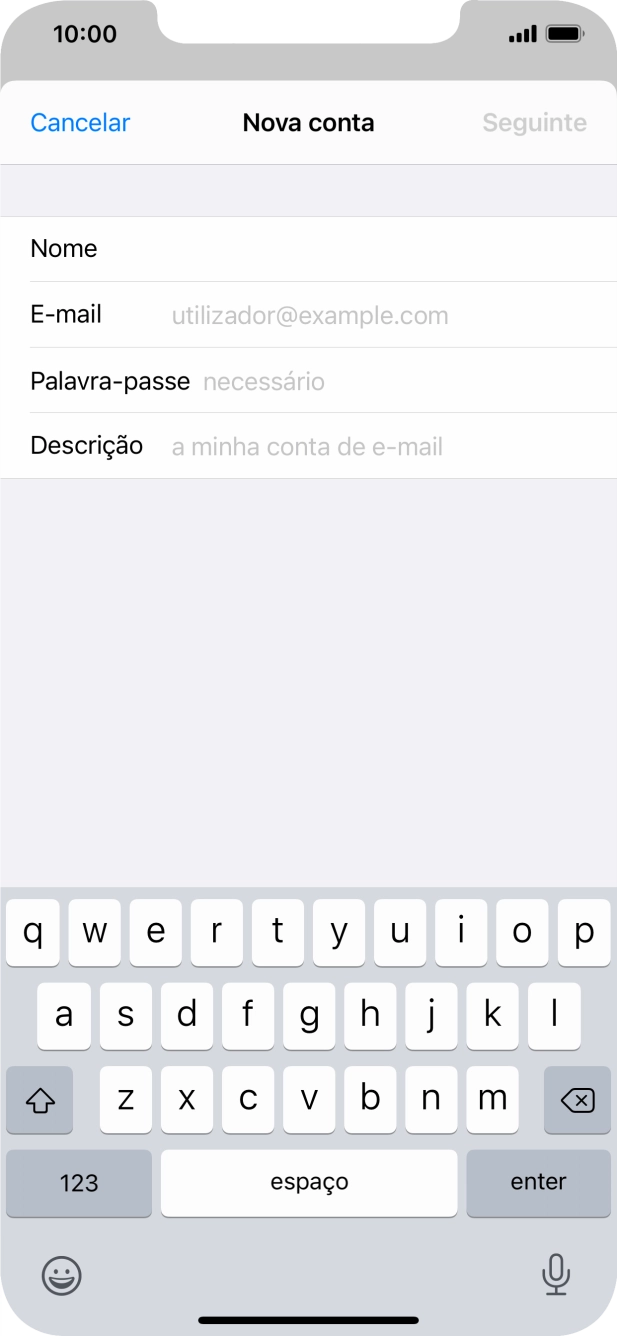 Prima E-mail e introduza o seu endereço de e-mail Vodafone.