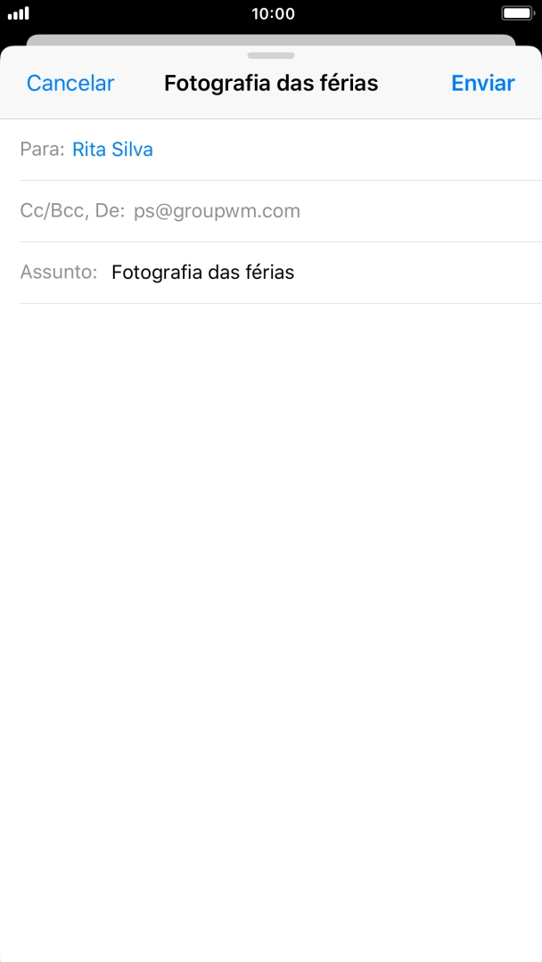 Prima o campo de escrita e escreva o texto do e-mail.