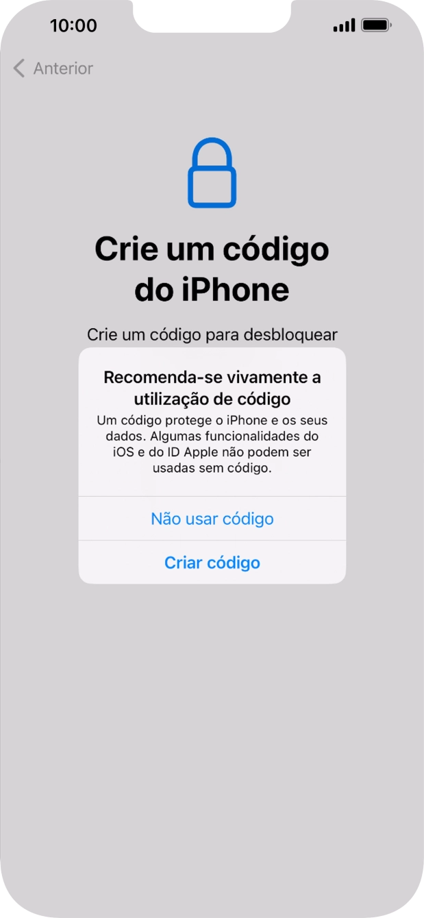 Se desativar a função, prima Não usar código.
