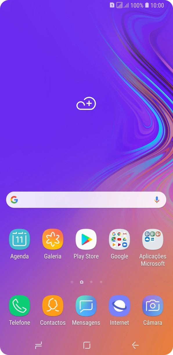Deslize o dedo para cima no ecrã.