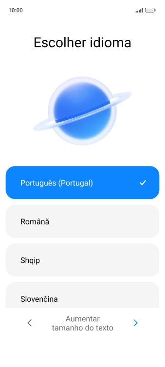 Prima o idioma pretendido.