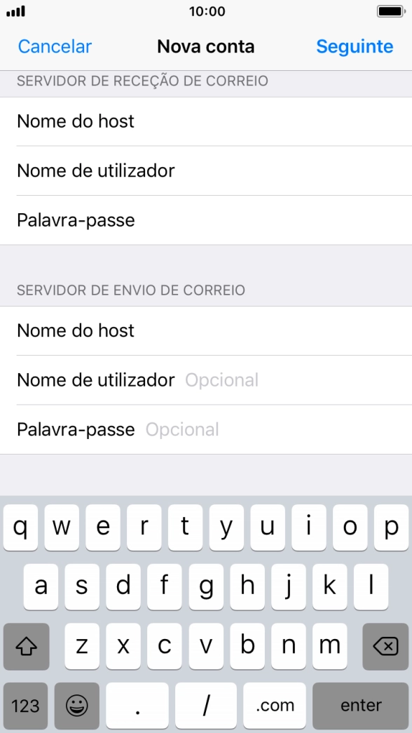 Prima Nome de utilizador e introduza o nome de utilizador da sua conta de e-mail na Vodafone.