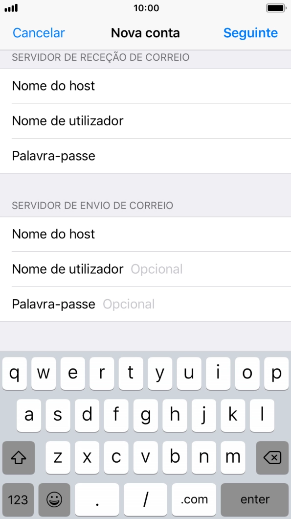 Prima Nome de utilizador e introduza o nome de utilizador da sua conta de e-mail.
