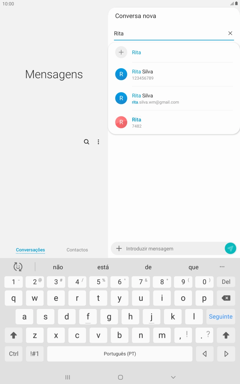 Prima o contacto pretendido.