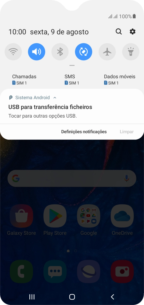 Prima Tocar para outras opções USB..