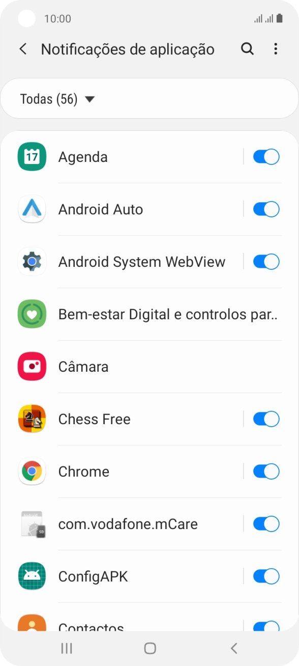Prima o indicador junto às apps pretendidas para ativar ou desativar a função.