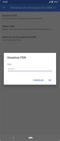 Introduza o código PIN2 e prima OK.