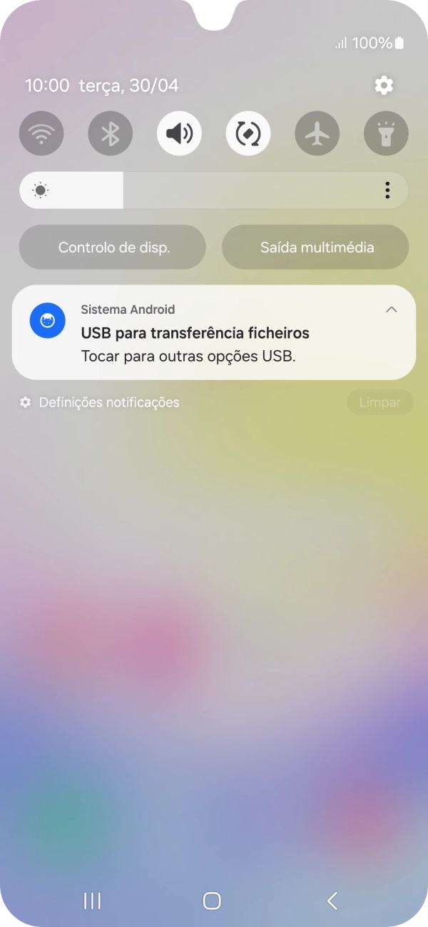 Prima Tocar para outras opções USB..