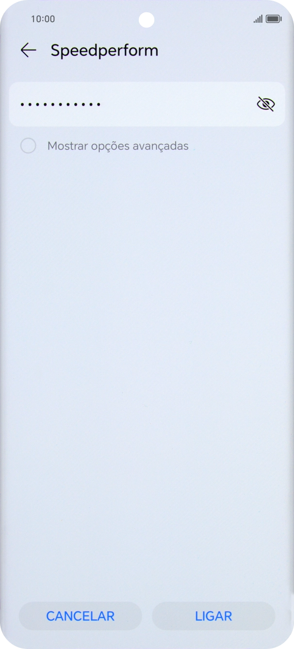 Introduza a password da rede Wi-Fi e prima LIGAR.