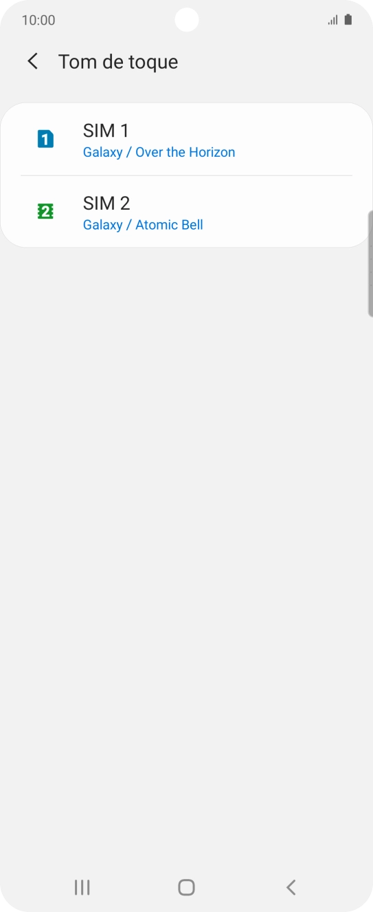 Prima o nome do cartão SIM.