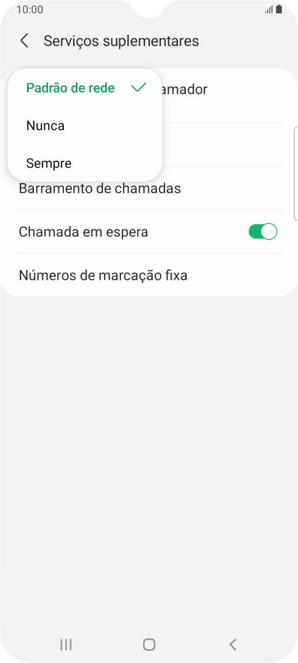 Prima Sempre para ativar a visualização do seu número.