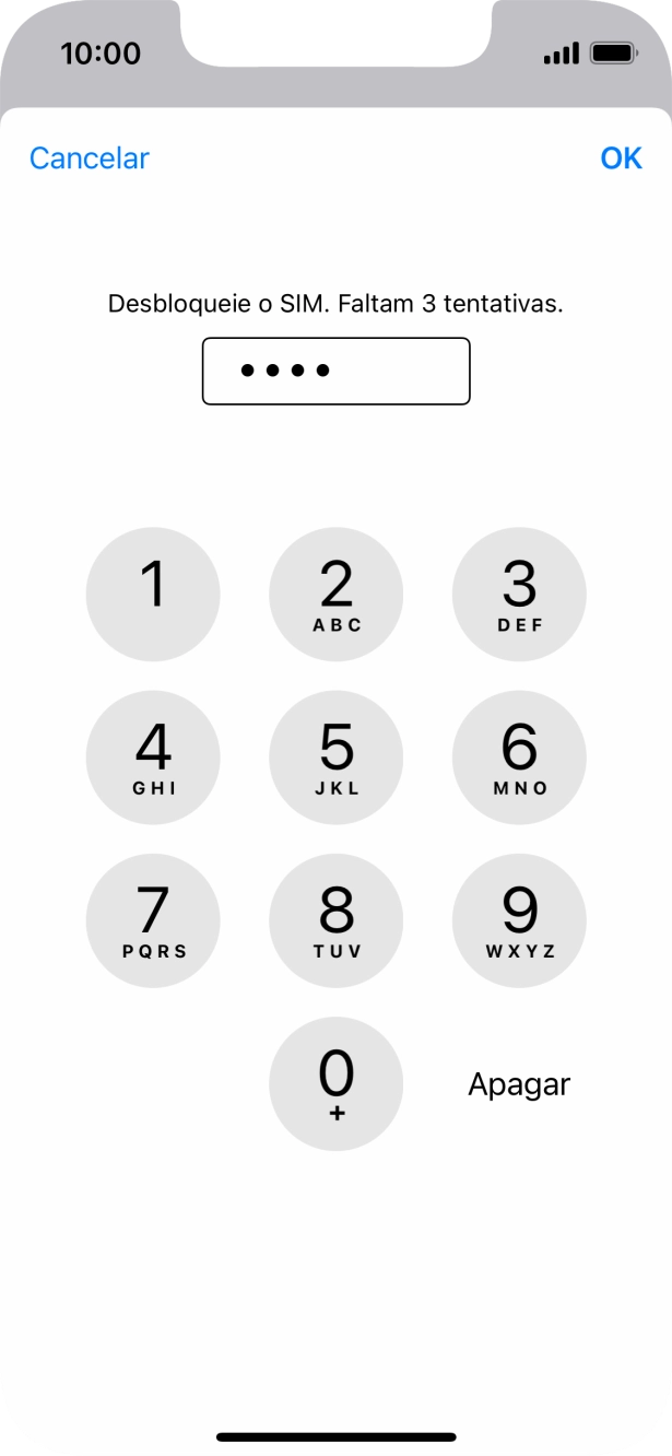 Introduza o seu código PIN e prima OK.
