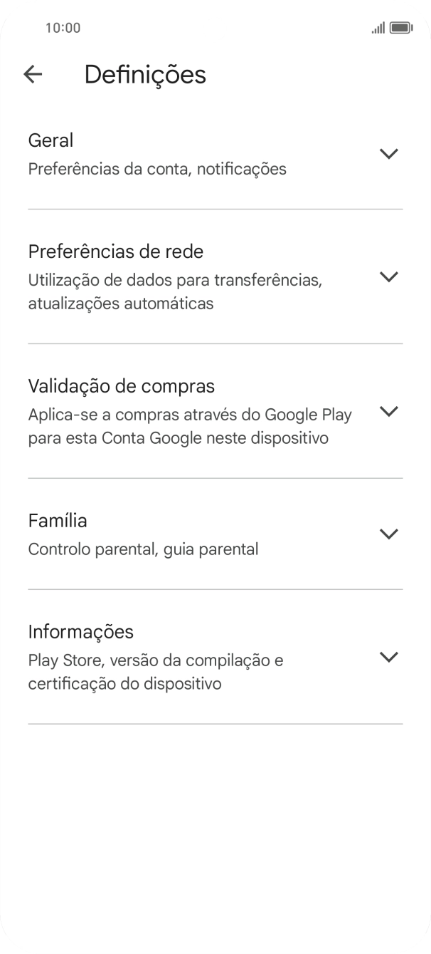 Prima Preferências de rede.