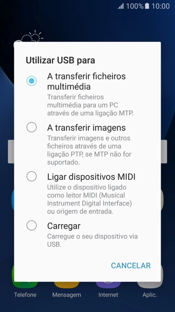 Prima A transferir ficheiros multimédia para ativar a função.