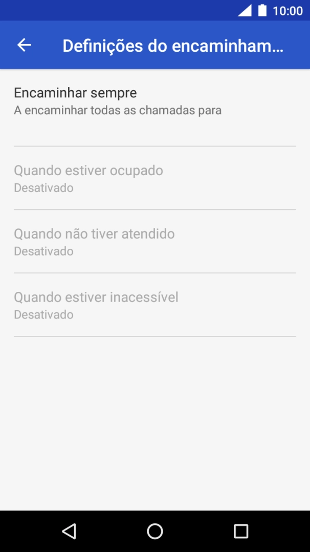 Prima o tipo de desvio pretendido.