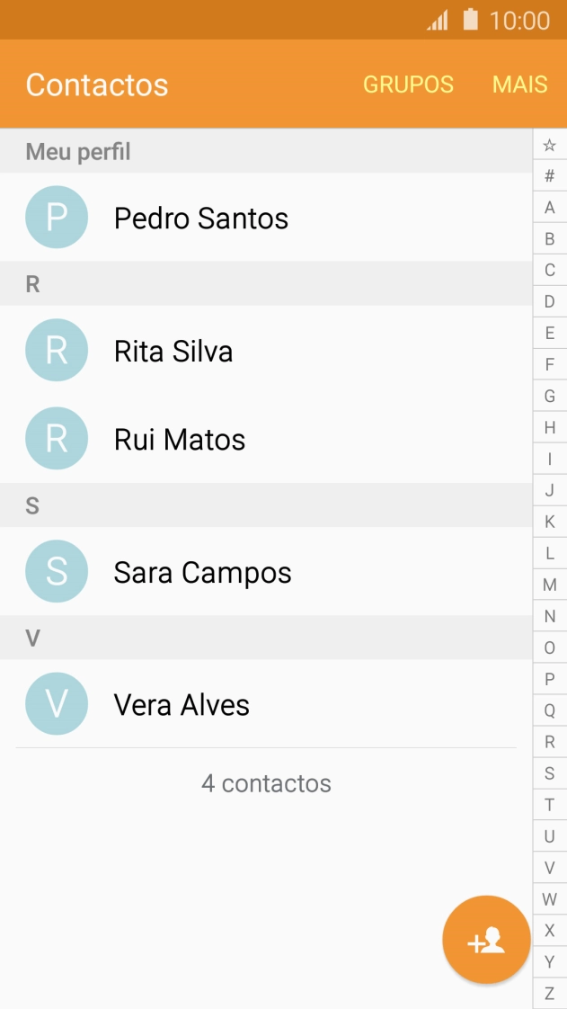 Prima o ícone de novo contacto.