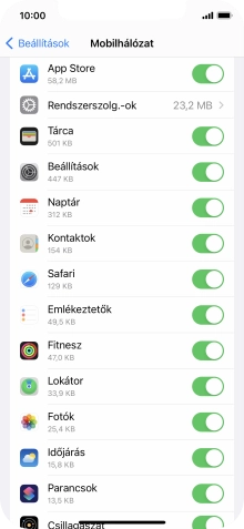 Kattints a kívánt programok melletti csúszkákra a funkciók be- vagy kikapcsolásához.