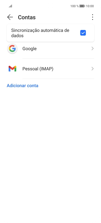 Prima Sincronização automática de dados para ativar ou desativar a função.