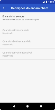 Prima o tipo de desvio pretendido.