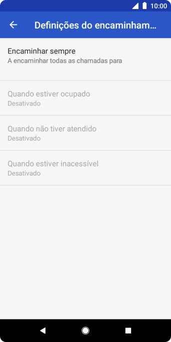 Prima o tipo de desvio pretendido.