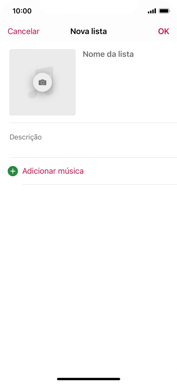 Prima o campo de escrita e introduza o nome da lista de reprodução.