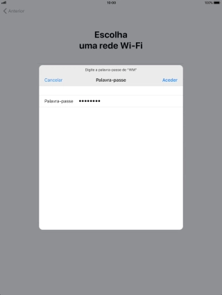 Introduza a password da rede Wi-Fi e prima Aceder.