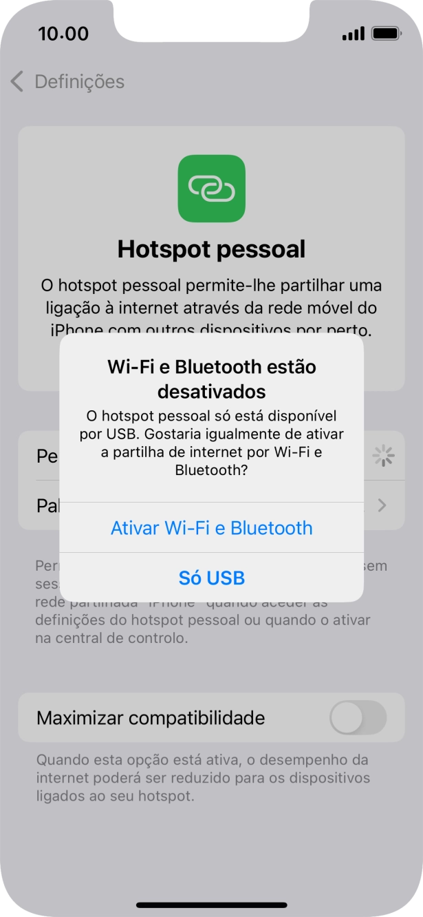 Se o Wi-Fi estiver desativado, prima Ativar Wi-Fi e Bluetooth.