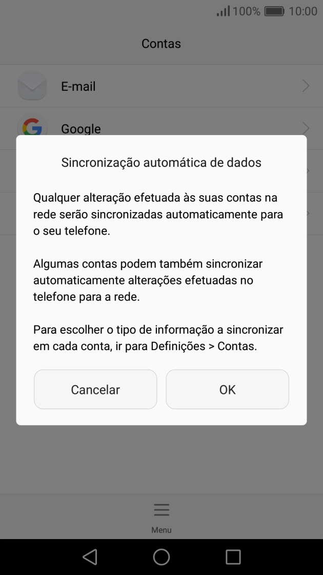 Para ativar a sincronização automática de conteúdo, prima OK.
