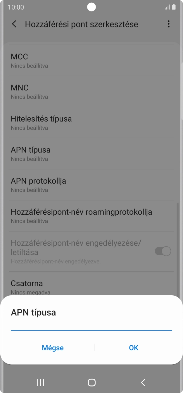 Írd be azt, hogy mms, és válaszd az OK lehetőséget.