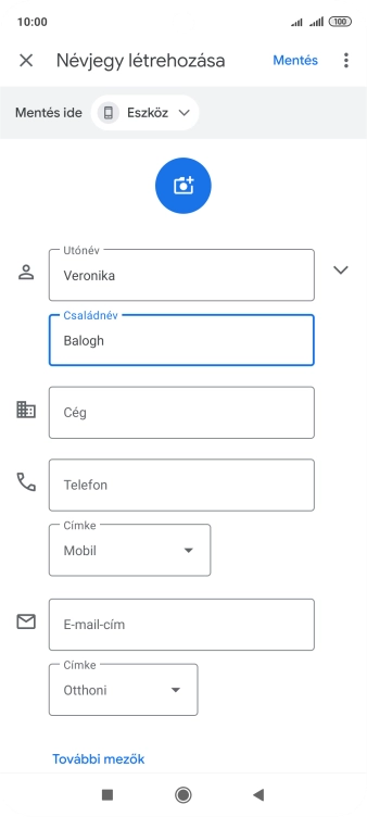 Kattints a Telefon mezőre, és írd be a kívánt telefonszámot.